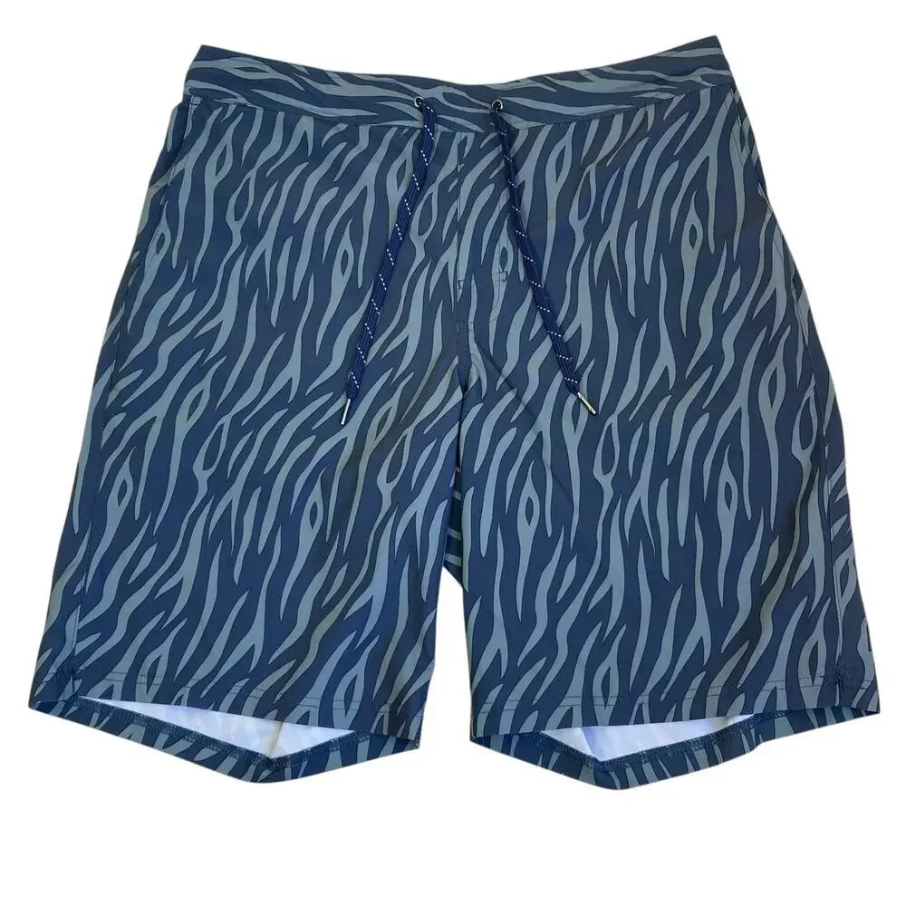 Fair Harbor Mens Sz XL Swim Trunks Built-in Shorts The Ozone Dark Denim Tiger